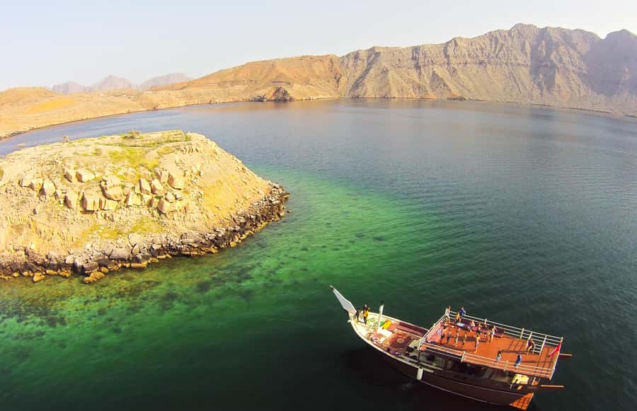 From Khasab: Fjords of Musandam Dhow Cruise & Buffet Lunch - Telegraph Island and the swimming stop