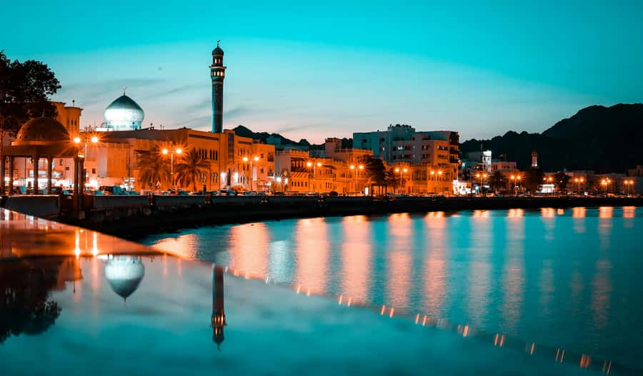 Muscat: Night Tour [ Sightseeing ] - Al Mirani and Al Jalali Forts from the harbor side