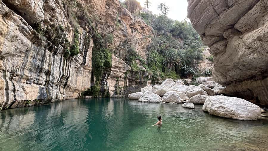 Muscat: Wadi Mibam Private Full Day Tour by 4x4 car - Wadi Mibam, where the swim takes effort