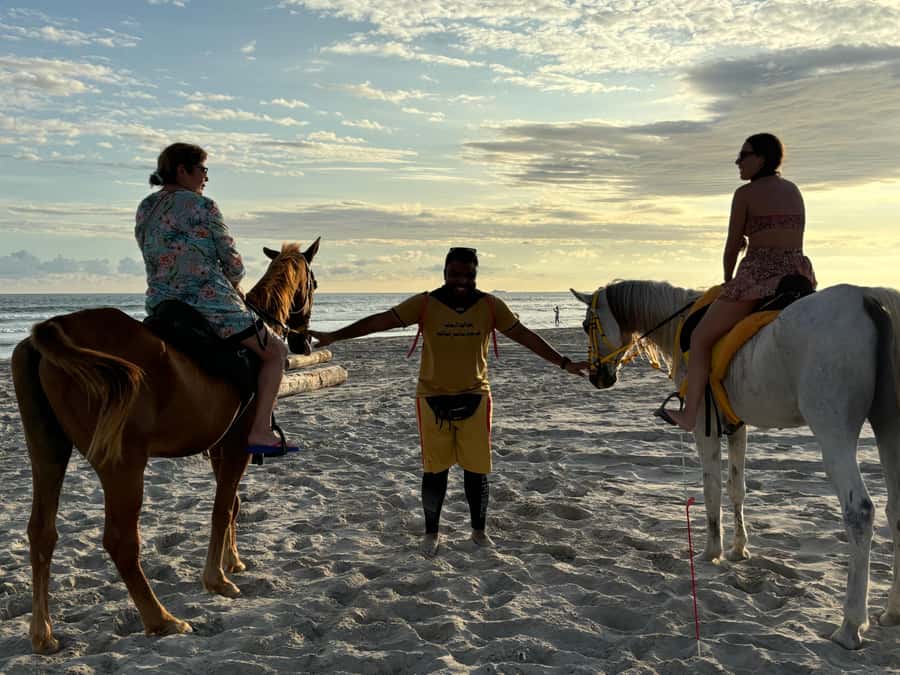 Salalah Horse Riding on the Beach optional Hotel Pick & Drop - Getting comfortable before the 30-minute ride
