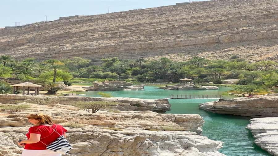 Wahiba Sand and Wadi Bani Khalid Guided Group Tour - Wadi Bani Khalid: water before sand